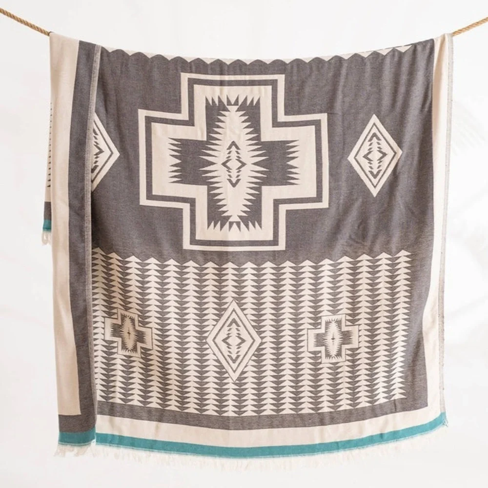 Anthropologie EVERYWHERE Blanket Organic Cotton Soft Loom Weave Hand Crafted - Picture 3 of 14